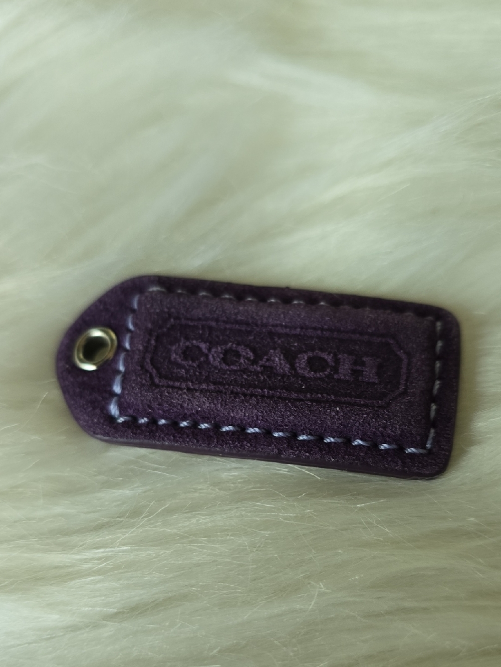Coach Purple Suede And Leather Logo Tag  hangtag